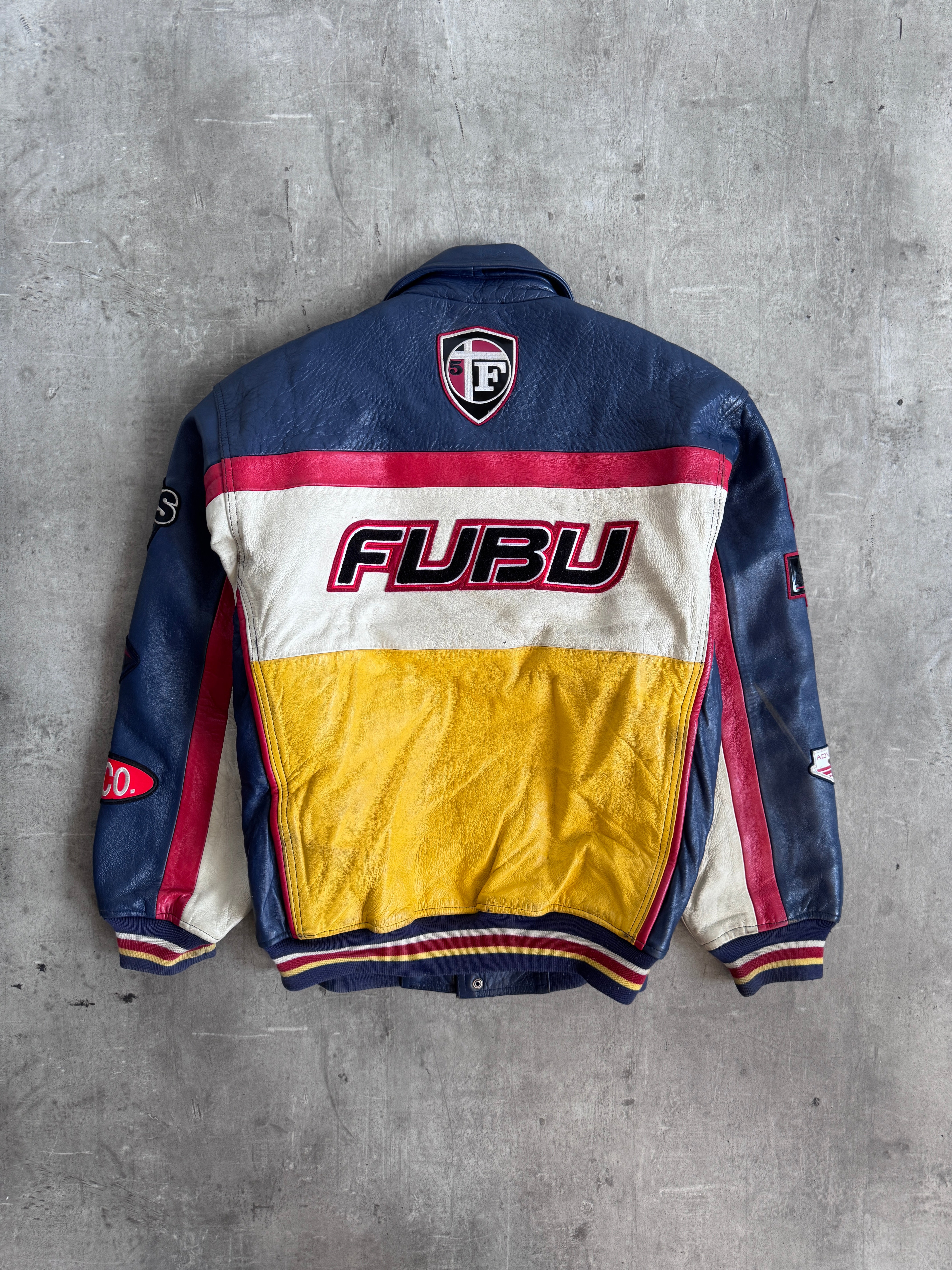 Fubu Jeans Oversized Leather Racing Jacket – Vintage