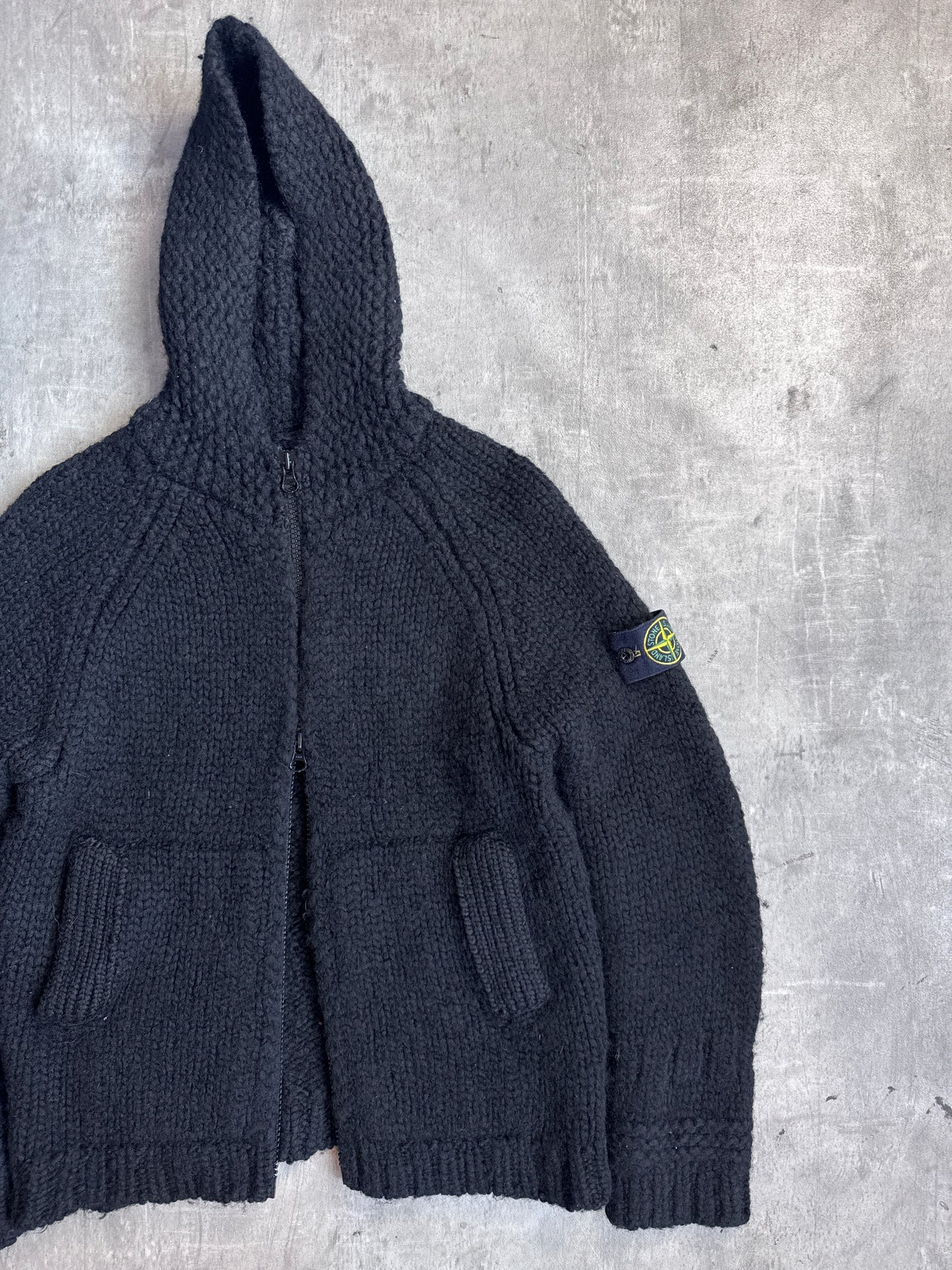 Stone Island Chunky Knit Wool Full Zip Sweater