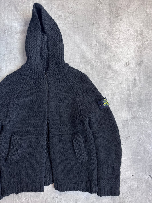 Stone Island Chunky Knit Wool Full Zip Sweater