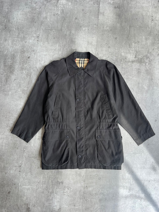 Burberry Cinch Waist Black Cropped Trench