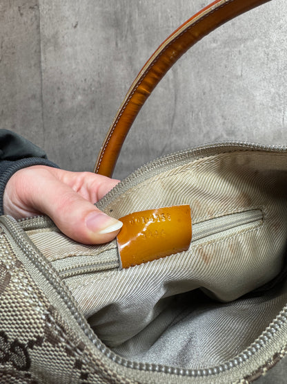 Gucci GG Supreme Beige Canvas Leather Shoulder Bag