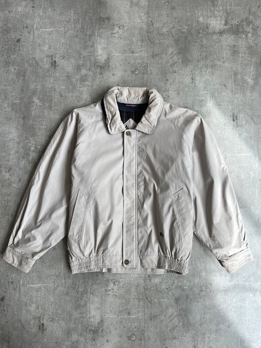 Burberrys Cream Hooded Bomber Jacket