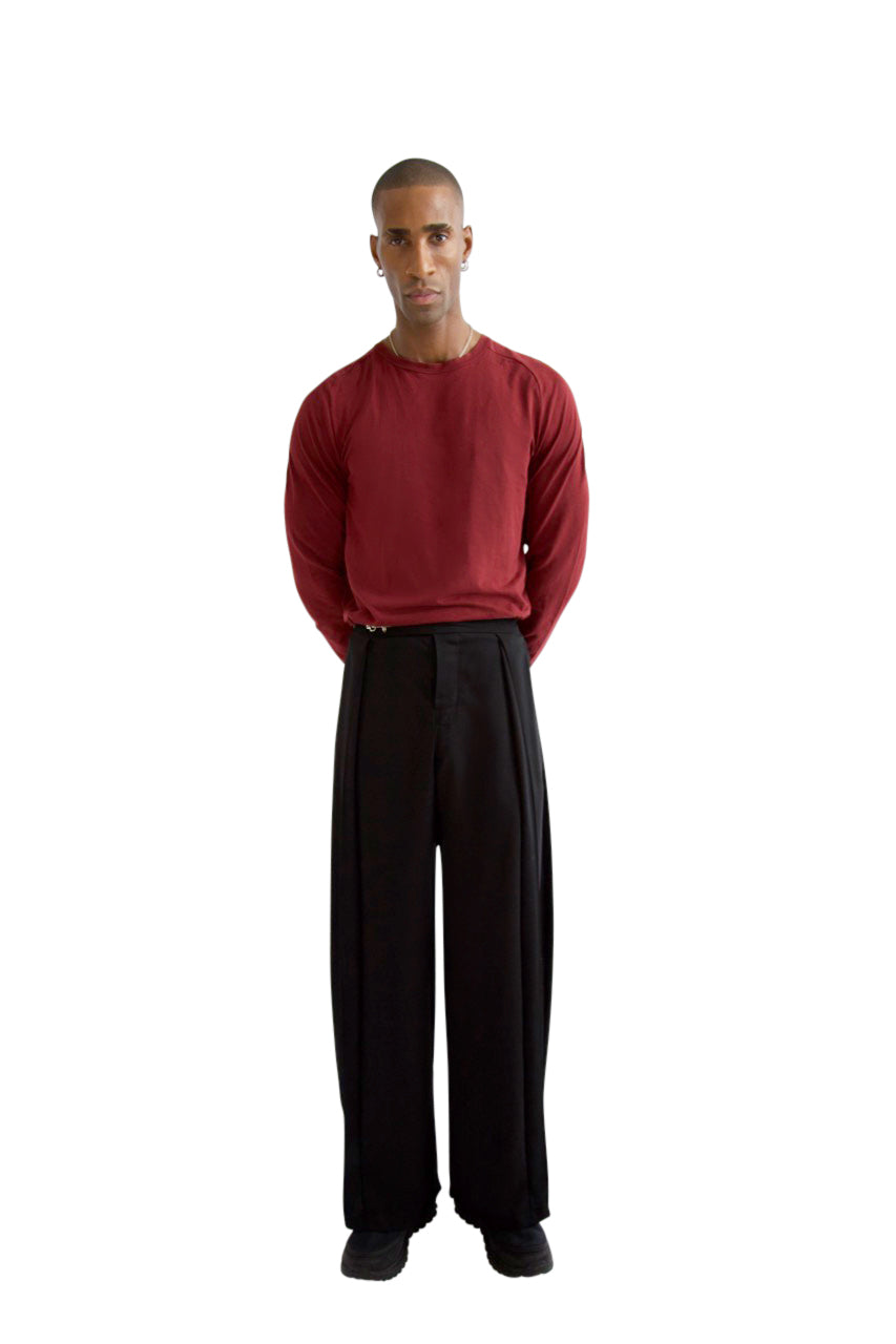 VT Rework: Black Wide Leg Pleated Trousers