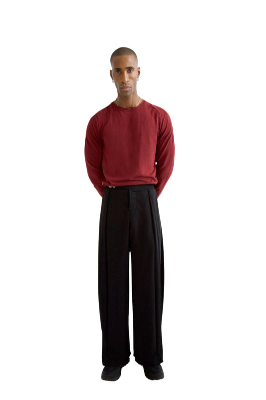 VT Rework: Black Wide Leg Pleated Trousers
