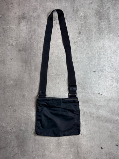 Prada Black Nylon Logo Plaque Sling Bag