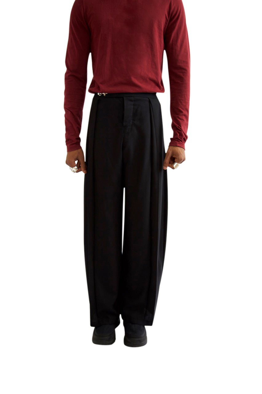 VT Rework: Black Wide Leg Pleated Trousers