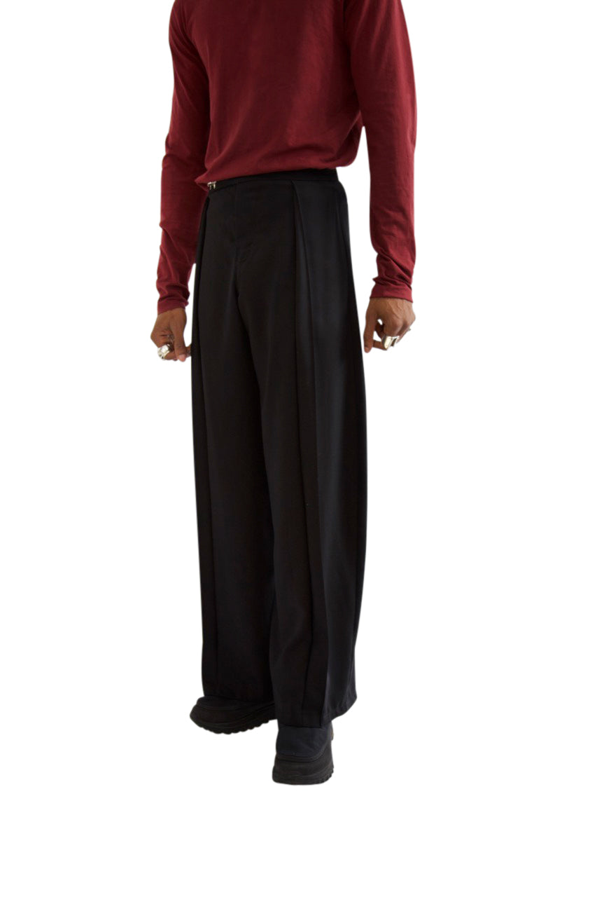 VT Rework: Black Wide Leg Pleated Trousers
