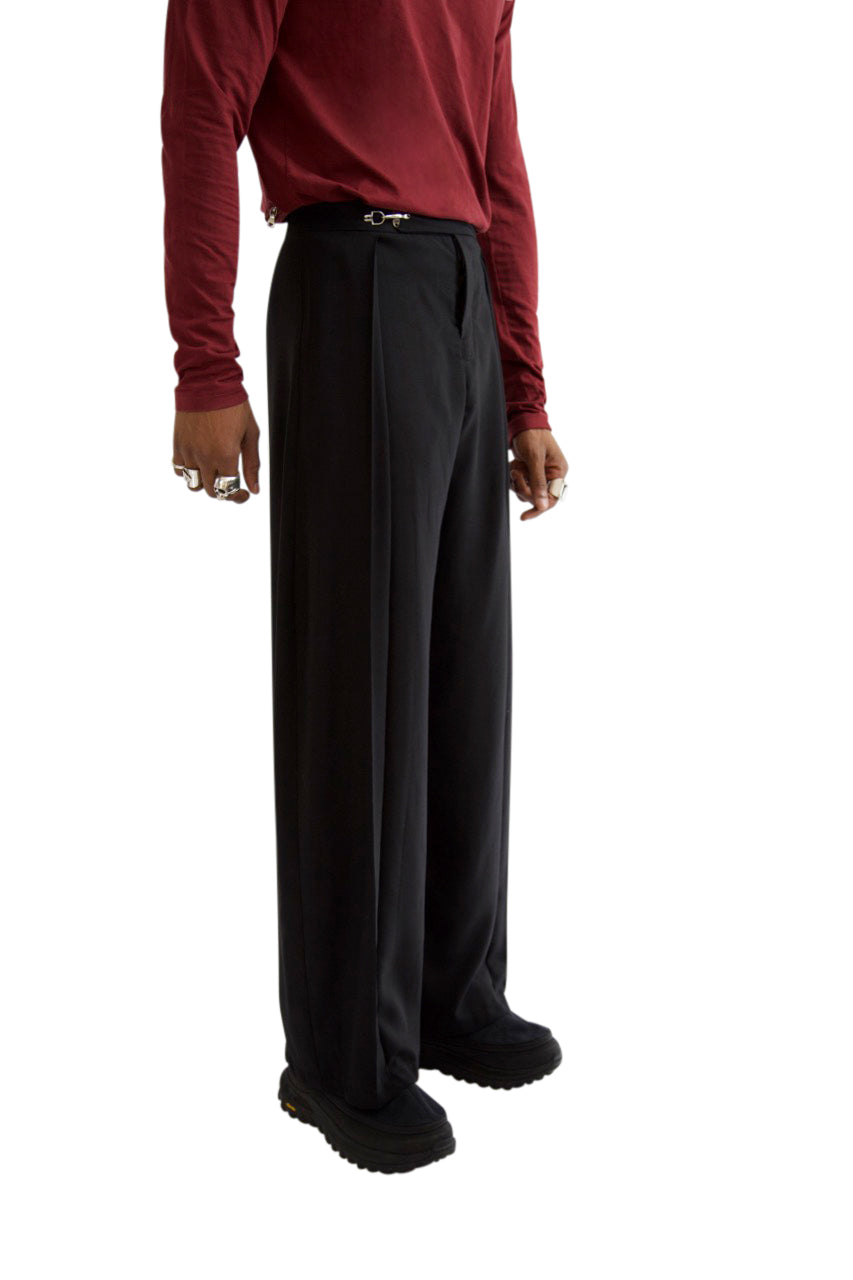 VT Rework: Black Wide Leg Pleated Trousers