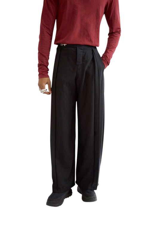 VT Rework: Black Wide Leg Pleated Trousers