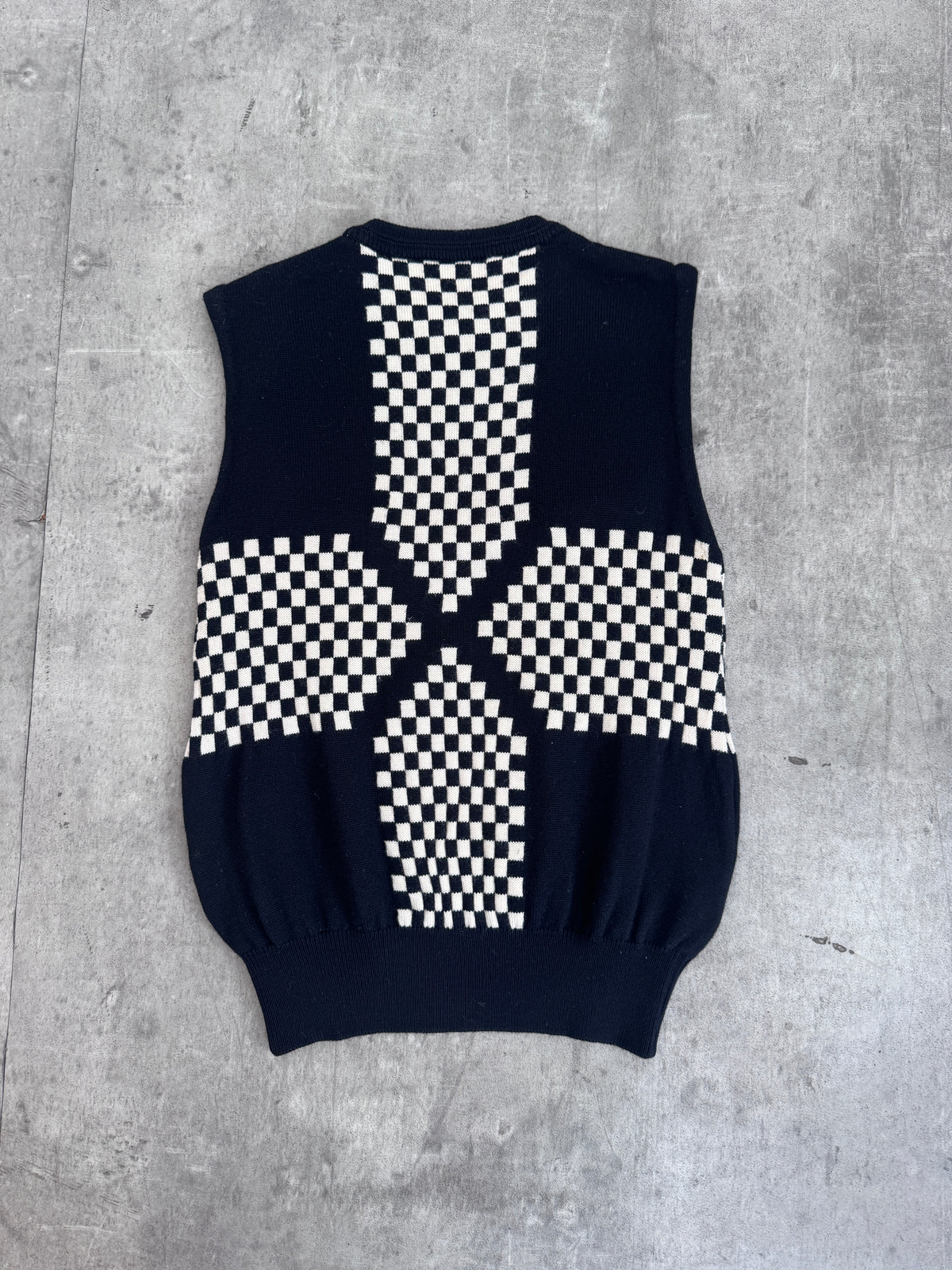 Christian Dior Monochrome Geometric Intarsia Knit Sweater Vest