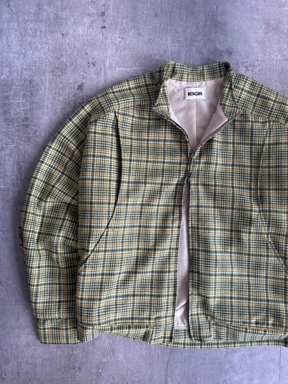 VT Rework: Oversized Check Tailored Bomber Jacket