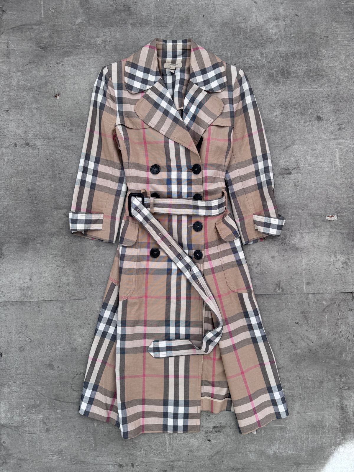 Burberry Nova Check Belted Trench Coat (SD120-1). FA276