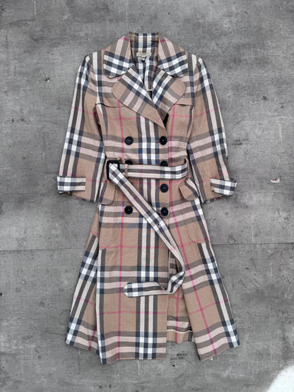 Burberry Nova Check Belted Trench Coat (SD120-1). FA276
