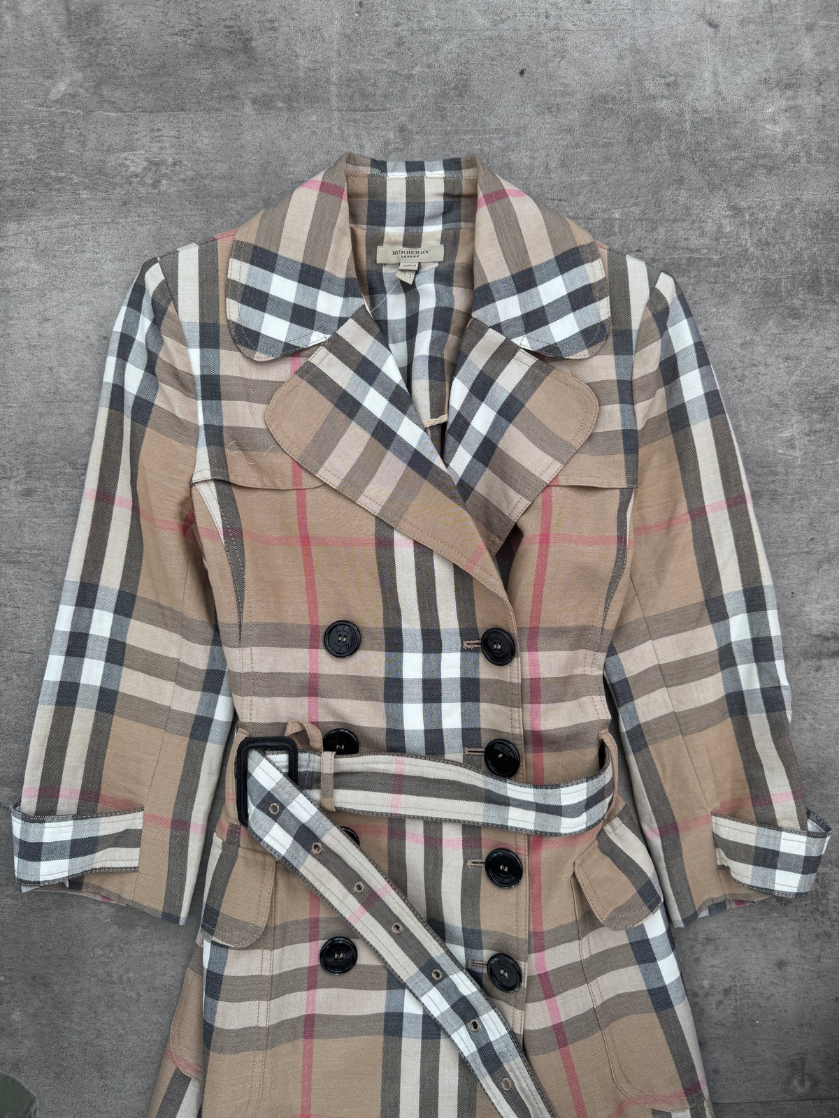 Burberry Nova Check Belted Trench Coat (SD120-1). FA276
