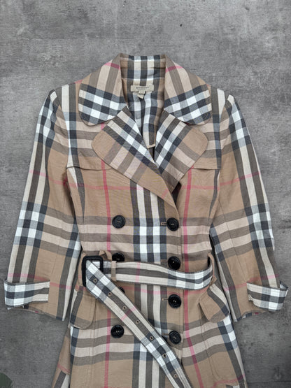 Burberry Nova Check Belted Trench Coat (SD120-1). FA276