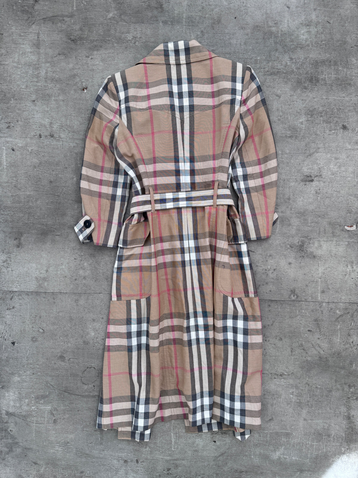 Burberry Nova Check Belted Trench Coat (SD120-1). FA276