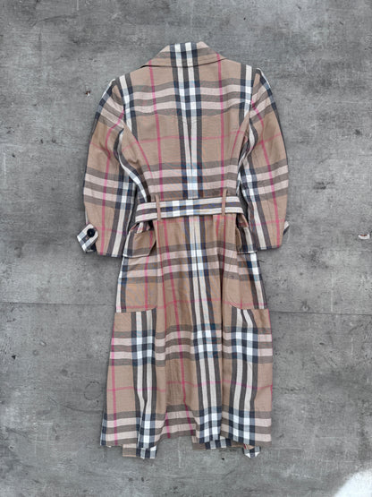 Burberry Nova Check Belted Trench Coat (SD120-1). FA276
