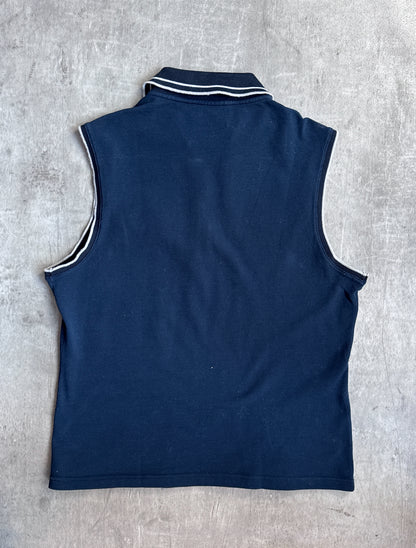 Prada Luna Rossa Sleeveless Contrast Detail Polo Shirt