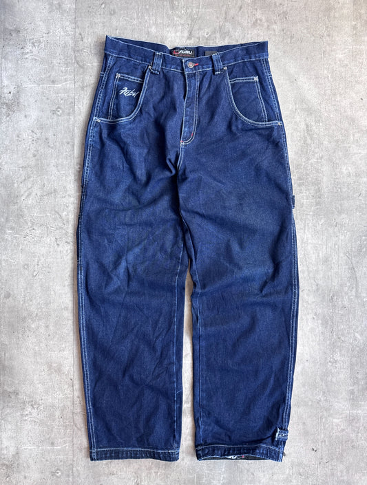 Fubu Dark Blue Wash Contrast Stitch Denim Jeans