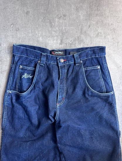 Fubu Dark Blue Wash Contrast Stitch Denim Jeans