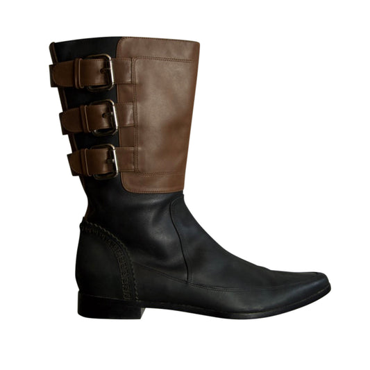 Fendi Leather Buckle Two Tone Boots