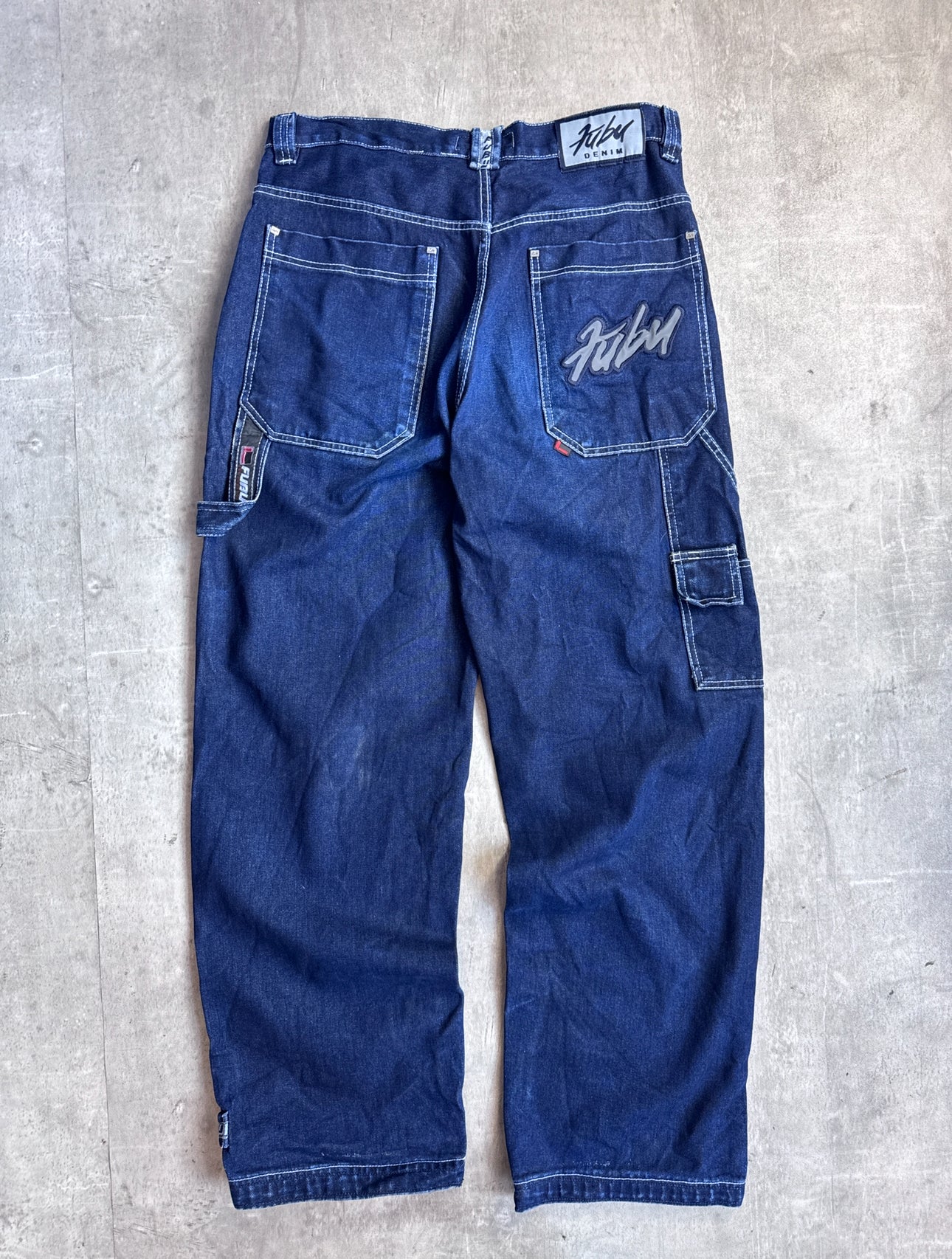 Fubu Dark Blue Wash Contrast Stitch Denim Jeans