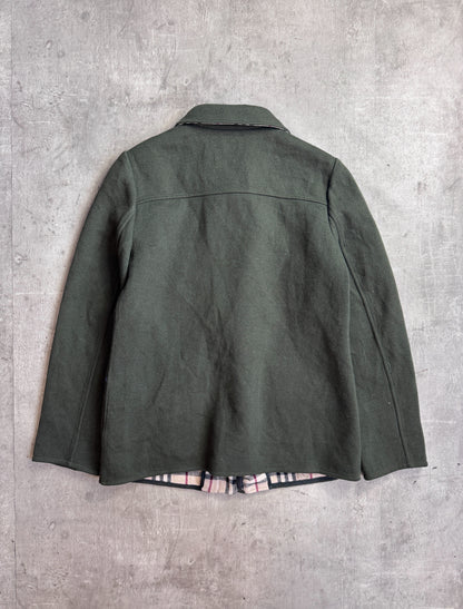 Burberry Nova Check Lined Khaki Wool Harrington Jacket