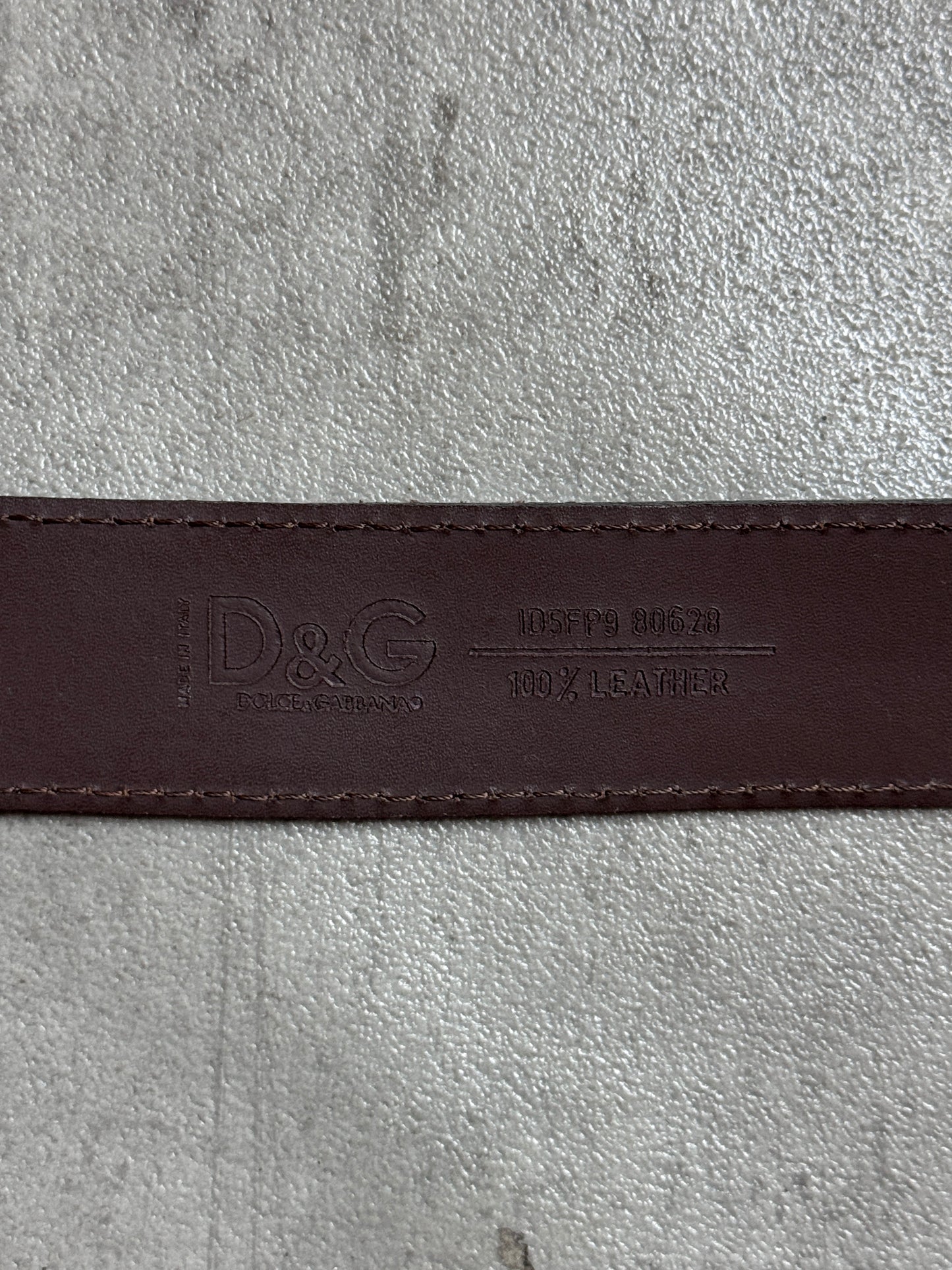 D&G Leather Snakeskin Brown Buckle Belt