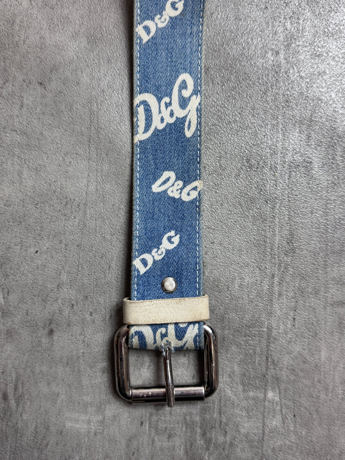 D&G Monogram Blue Denim Loop Belt