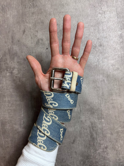 D&G Monogram Blue Denim Loop Belt