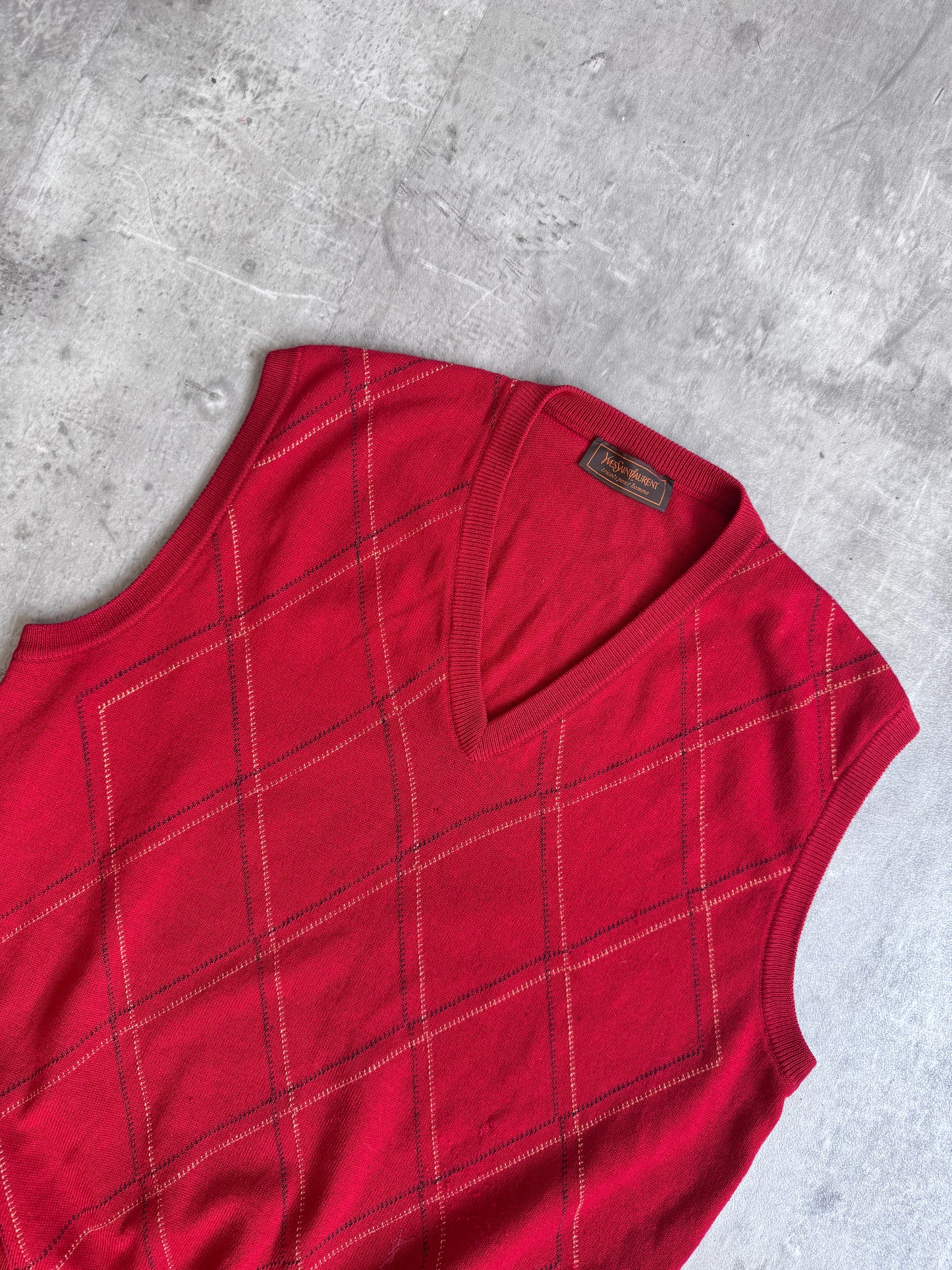 YSL Vintage Argyle Knitted Vest