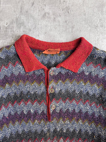 Missoni Abstract Half Button Multi Knitted Sweater