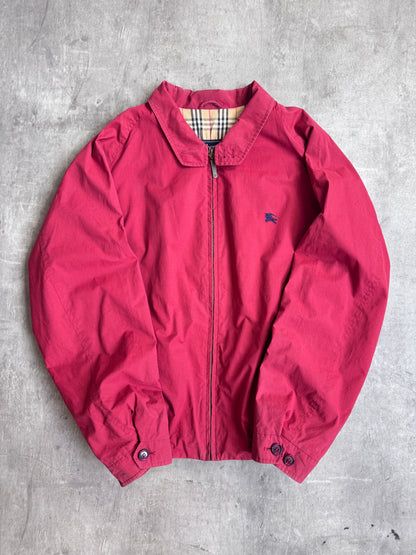 Burberry Nova Check Lined Red Zip Up Harrington Jacket