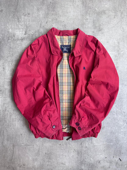 Burberry Nova Check Lined Red Zip Up Harrington Jacket