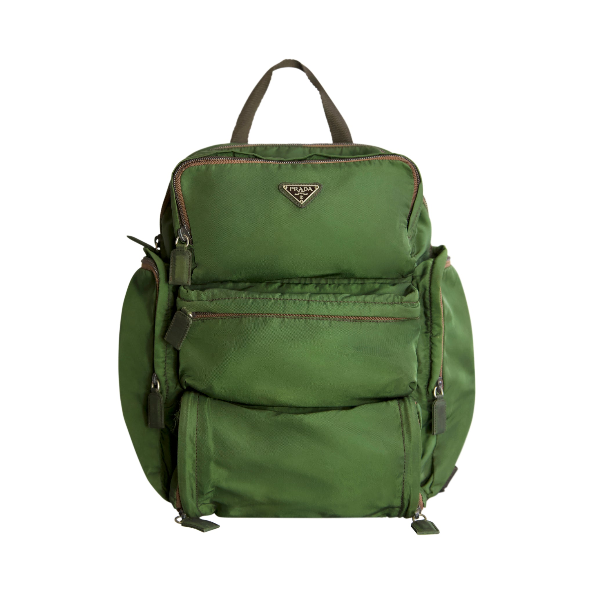 Prada Tessuto Nylon Multi-Pocket Khaki Green Rucksack – Vintage