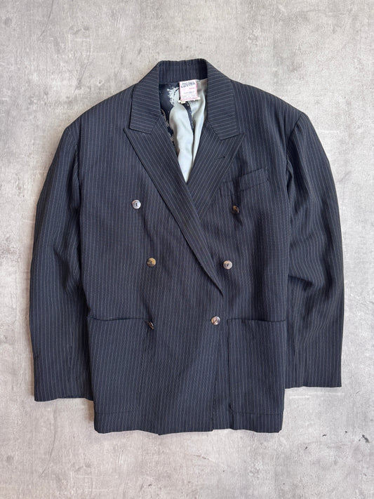 1980's JPG Low Cut Pinstripe Double Breasted  Blazer