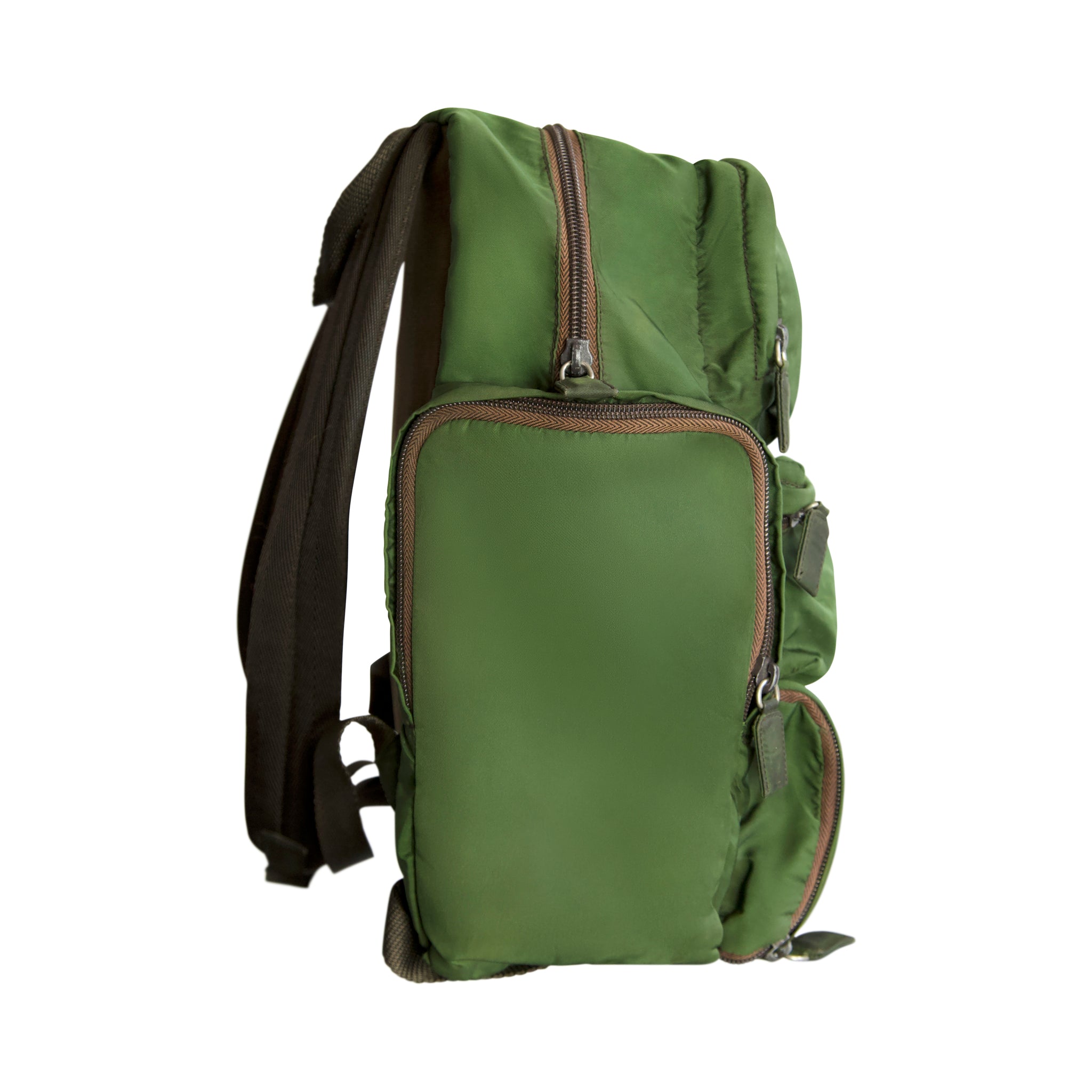 Prada Tessuto Nylon Multi-Pocket Khaki Green Rucksack – Vintage