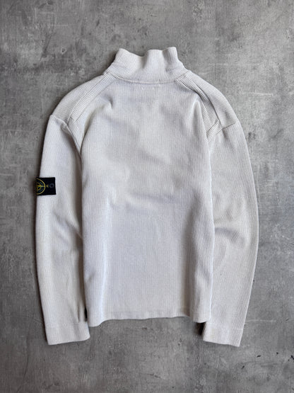 S/S 2002 Stone Island Beige Ribbed Quarter Zip Sweater