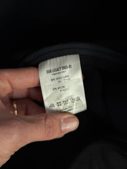 Our Legacy Black Melton Wool Hooded Duffle Coat