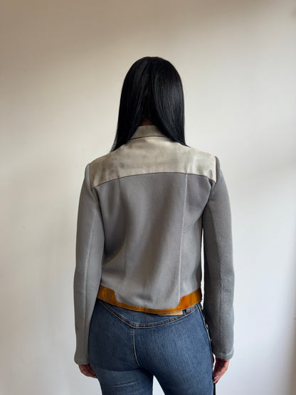 1999 Prada Strucutred Mesh Leather Panel Blouson