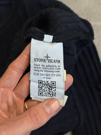 A/W 2019 Stone Island Ribbed Navy Melange Fisherman Sweater