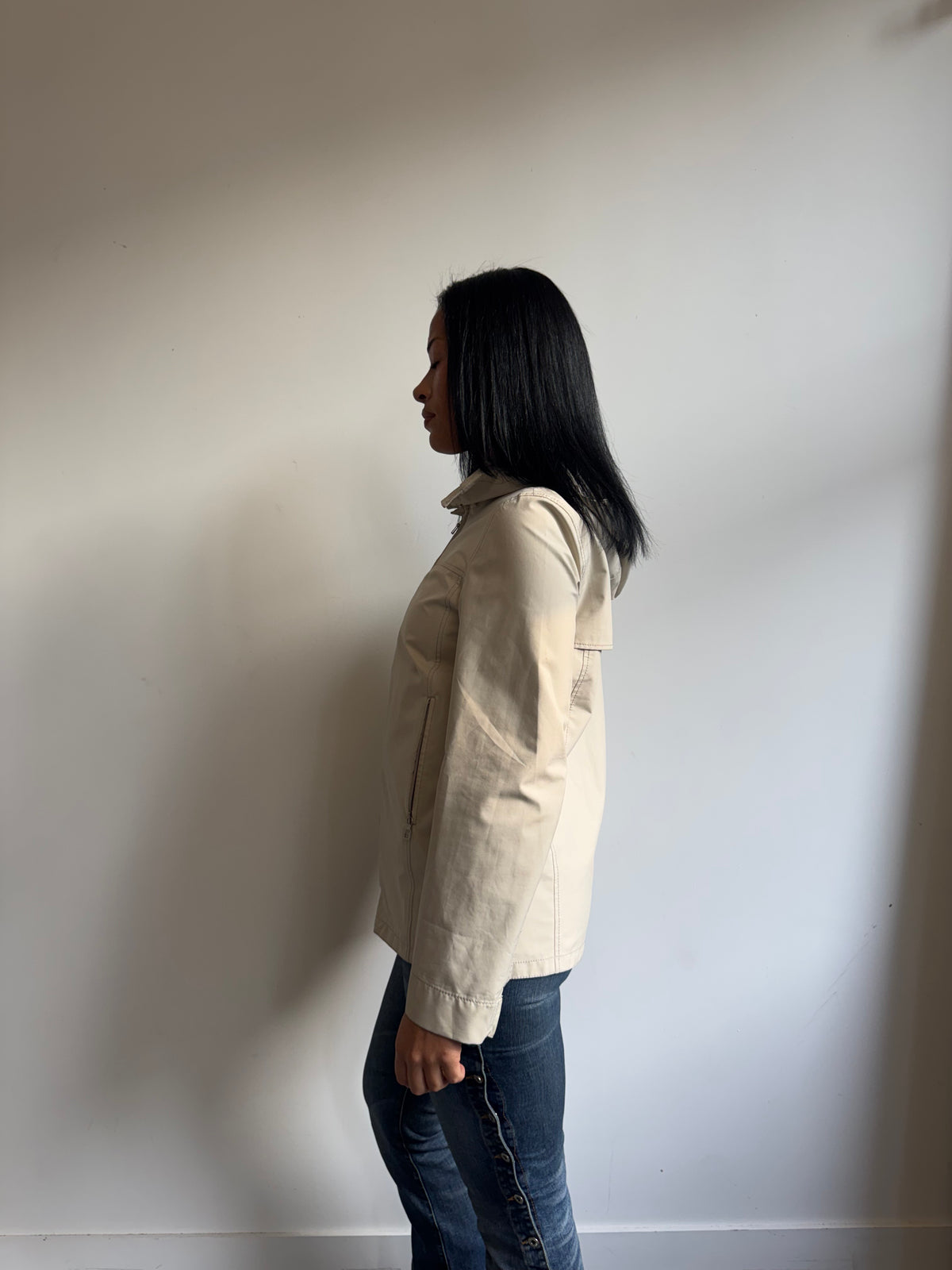 Prada Sport Cream Technical Hooded Anorak Jacket