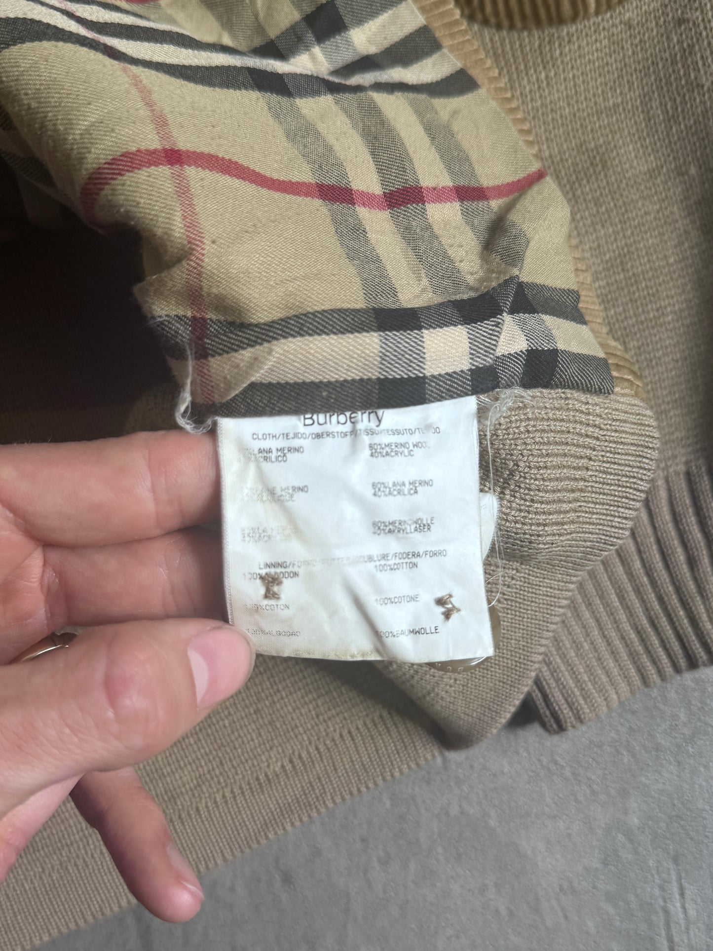 Burberry Corduroy Knit Sleeve Nova Check Lined Chore Jacket