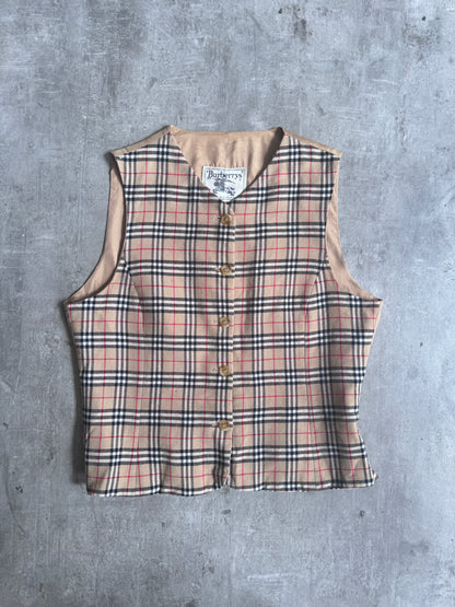 1990 Burberry Wool Nova Check Waistcoat