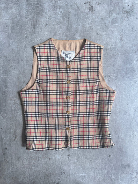 1990 Burberry Wool Nova Check Waistcoat