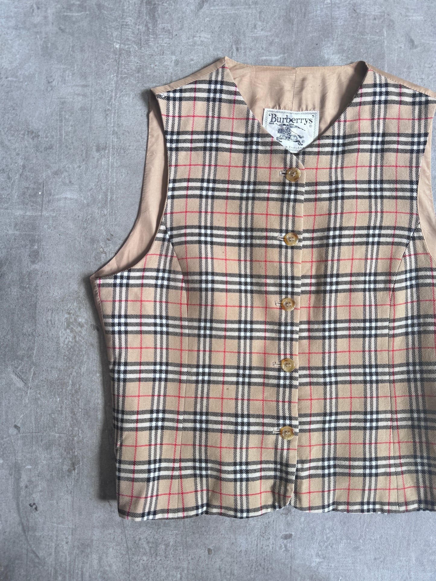 1990 Burberry Wool Nova Check Waistcoat