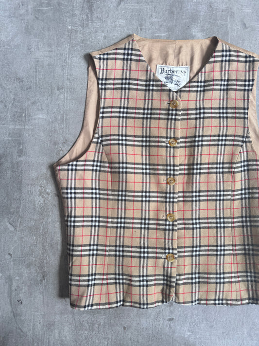 1990 Burberry Wool Nova Check Waistcoat