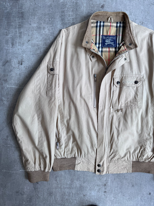 1980's Burberry Nova Check Lined Batsleeve Harrington Jacket