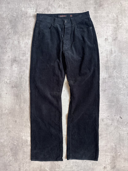 Ed Hardy Black Gold Foil Graphic Corduroy Trousers