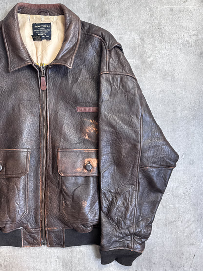 Avirex G-1 Distressed Brown Leather Flight Jacket